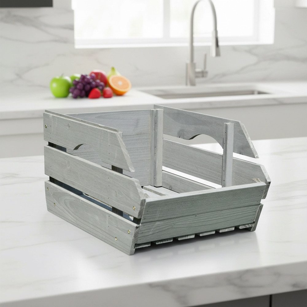 Melko Weinkiste Kartoffelkiste Obstkiste mit Griffen Aufbewahrungskiste (seitliche Grifföffnungen erleichtern das Tragen, mehrere Kisten lassen sich sicher), stapeln