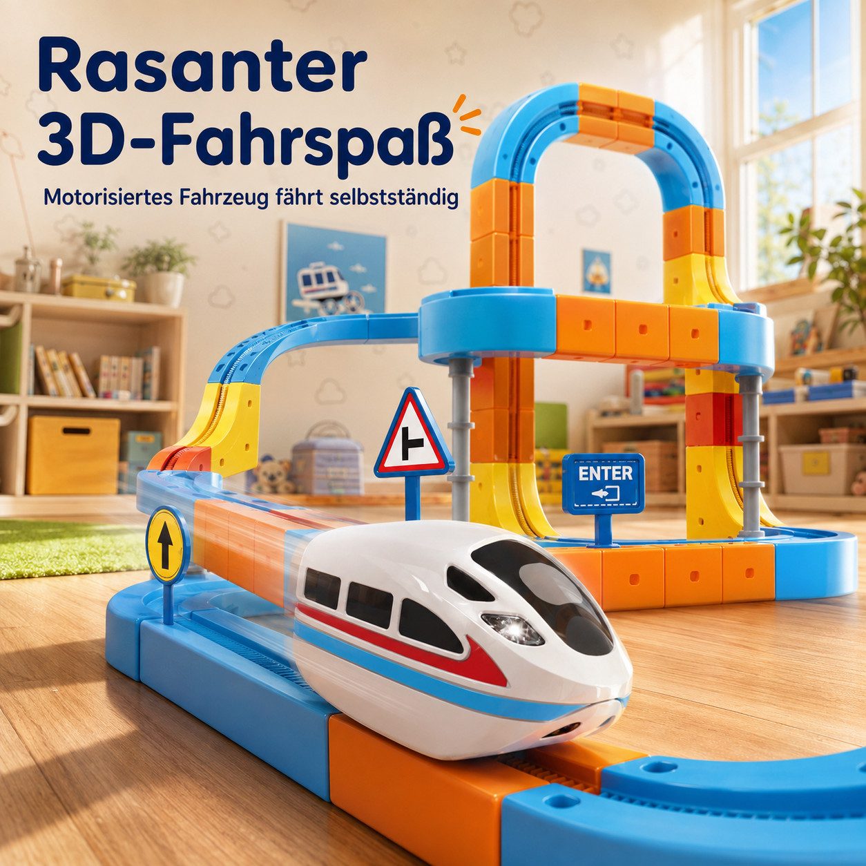 ibettertec Magnetspielbausteine – Bausteine mit Auto für kreatives Bauen Magnetspielbausteine, (Set, 80 St., 80‑teiliges), für abwechslungsreiche Streckenbauwei – Bild 2 von 5