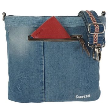 Sunsa Umhängetasche Nachhaltige Umhängetasche aus recycelte Jeans, Damen Schultertasche, mit abnehmbaren Schulterriemen, enthält recyceltes Material