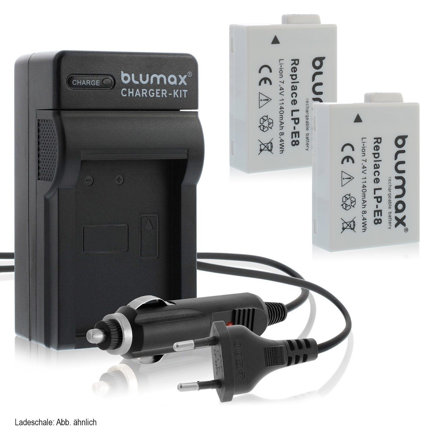 Blumax Set mit Lader für Canon Lp-E8 EOS 650D 700D 1140mAh Kamera-Akku