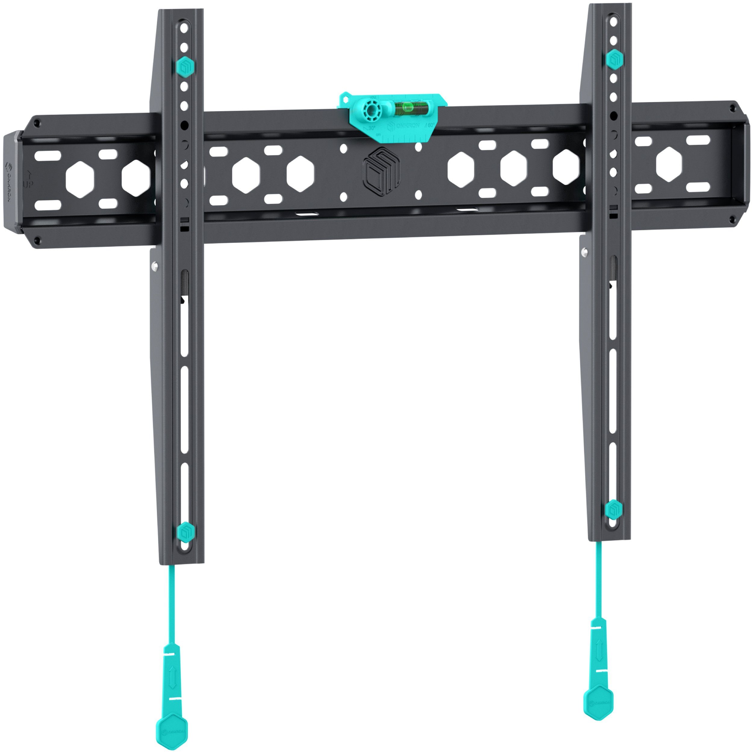 ONKRON TV-Wandhalterung 43-85 Zoll, bis 68,2 kg, VESA 75x75-600x400, FM6-B, (bis 85 Zoll, flach, fest, ultra slim, Click’n’Pull-System, integrierte Wasserwaage)