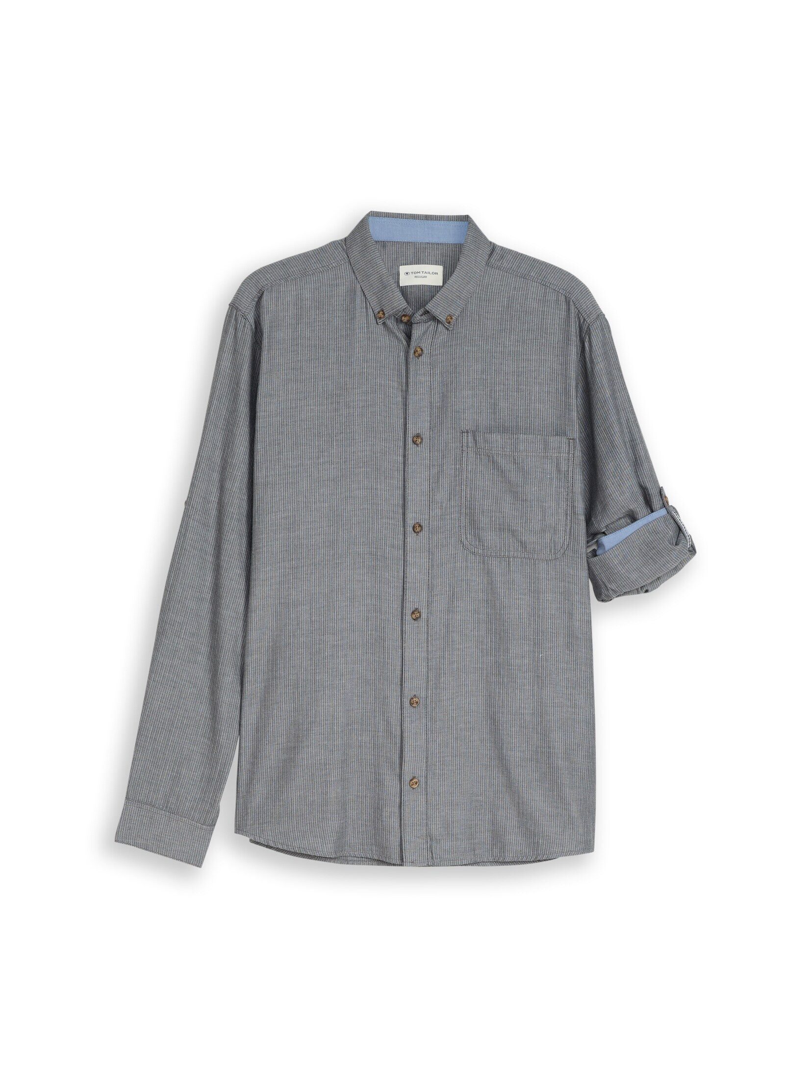 TOM TAILOR Langarmhemd Blusen & Shirts Regular Fit Hemd mit Turn-Up-Funktion