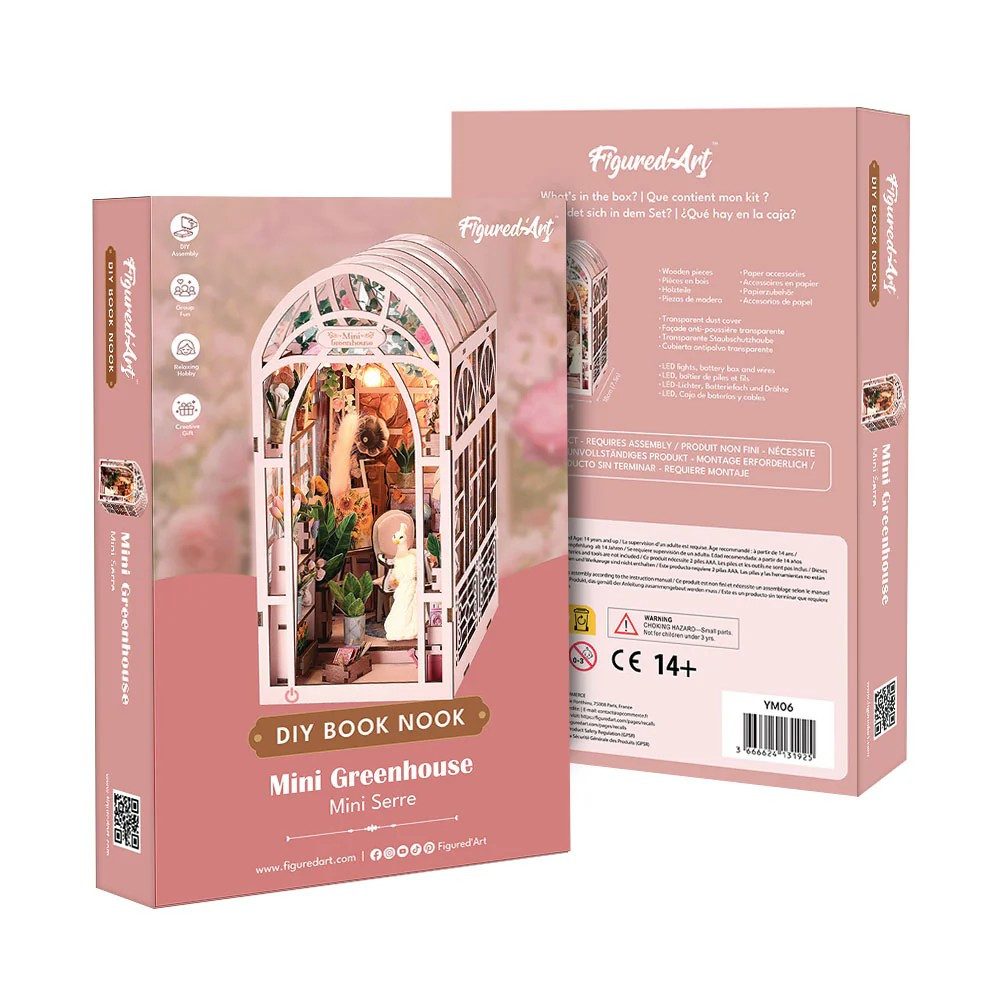 Puzzle FiguredArt YM06 - DIY Book Nook, Mini Gewächshaus, Puzzle 167 Teile..., Puzzleteile