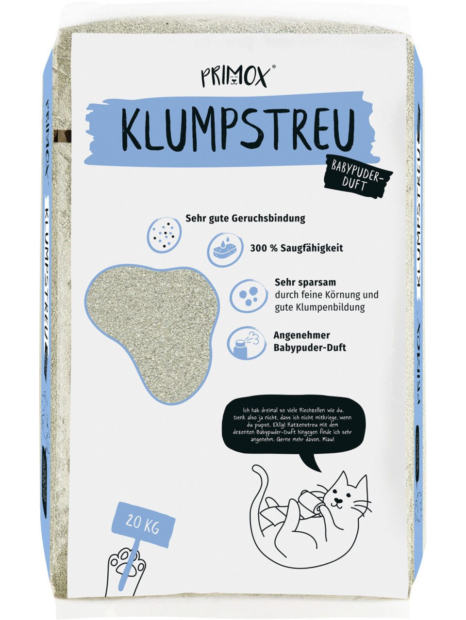 Primo Katzenstreu Primox Katzenstreu Babypuderduft 20 kg