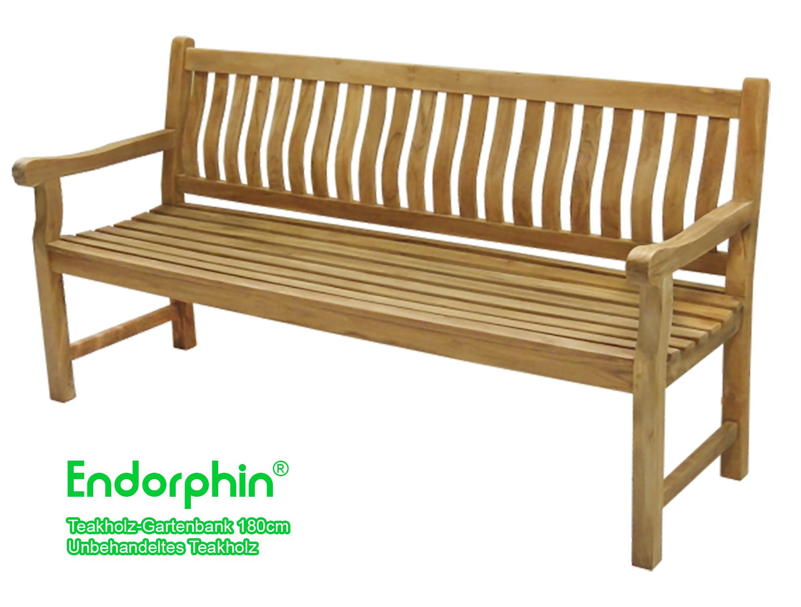 Endorphin Sitzbank Gartenbank 180 cm Breite, Parkbank, Teakholz Bank, nachhaltig, wetterf