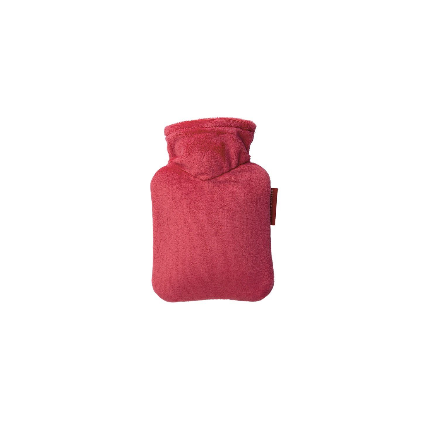 Hugo Frosch Wärmflasche - Mini-Wärmflasche 0,2 l mit Veloursbezug tomatenrot, Made in Germany