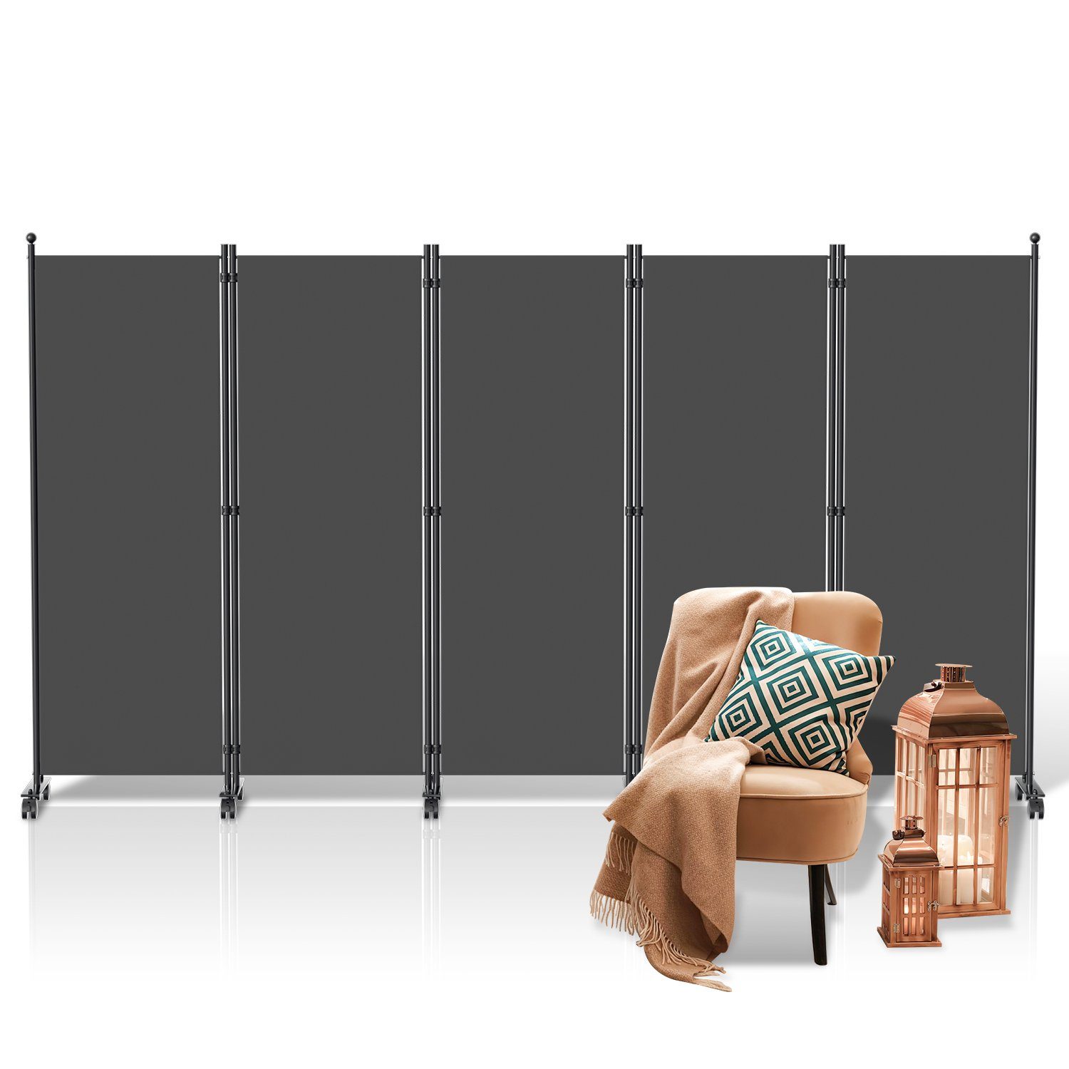 Clanmacy Paravent Raumtrenner mit Rollen Klappbar Garten Sichtschutz Spanis günstig online kaufen