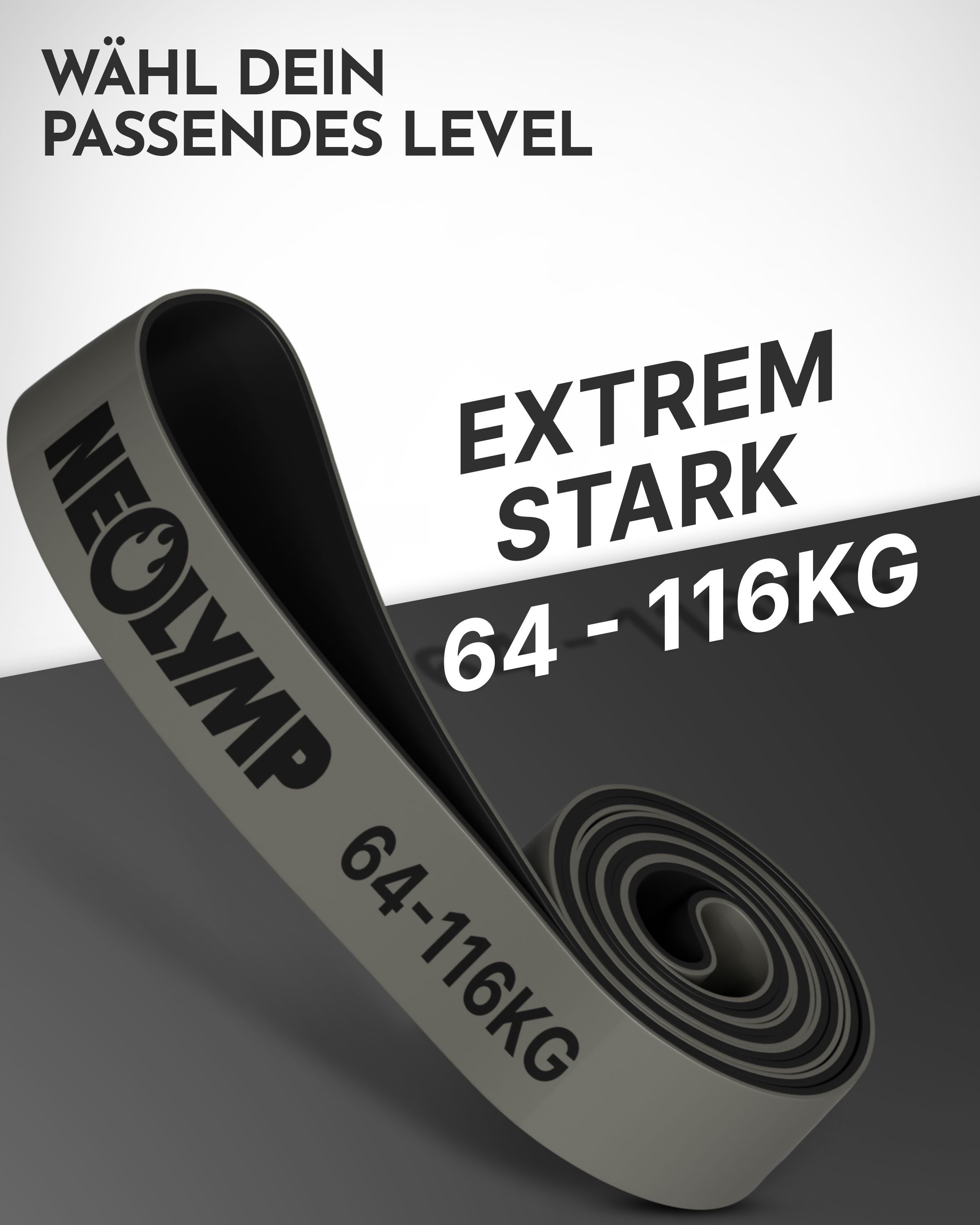 NEOLYMP Trainingsbänder Resistance Bands - Gym Zubehör für Ganzkörpertraining - Klimmzug Band, Kein Spannungsverlust,Hygienisch, Mehrschichtig, Naturlatex, Belastbar
