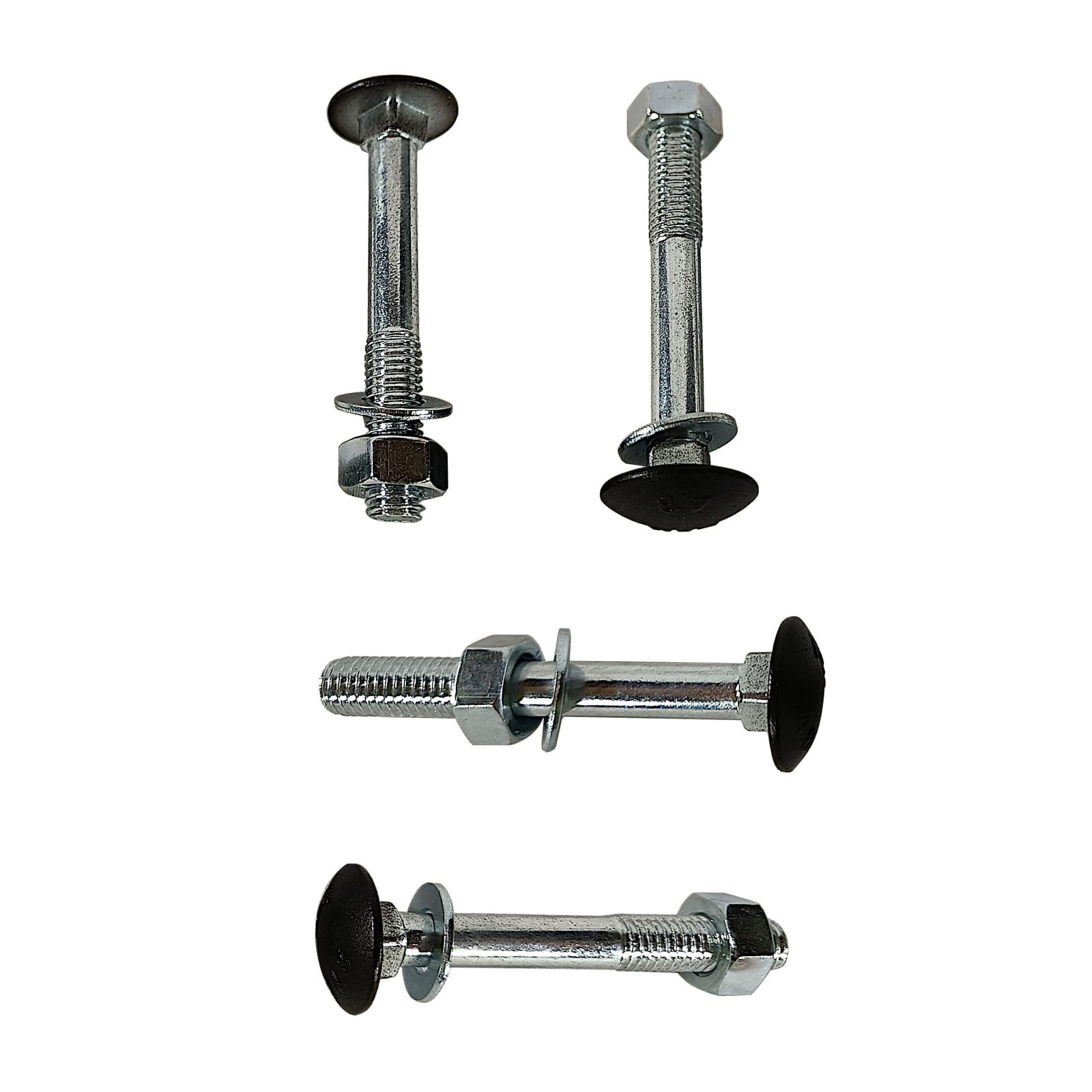 BooGardi Holzbauschraube Schlossschrauben, (4 St., Ø 8mm x 60 mm mit U-Scheiben und Muttern), Gewindeschrauben Vierkantschraube Torband Türband