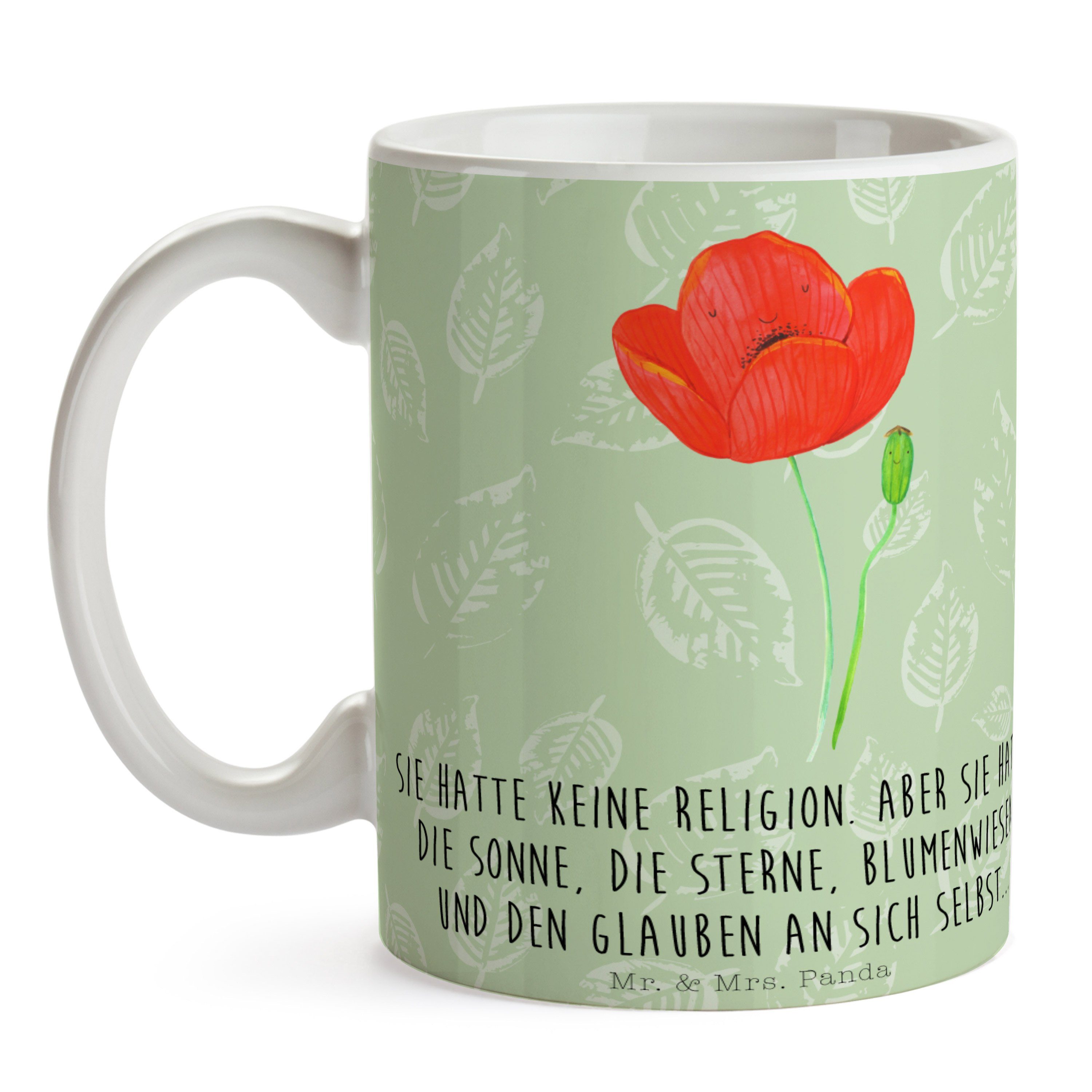 - Pflanzen, Blattgrün Mrs. Blu, Tasse Keramik Mr. Garten, Panda Kaffeebecher, Mohnblume & Geschenk, -