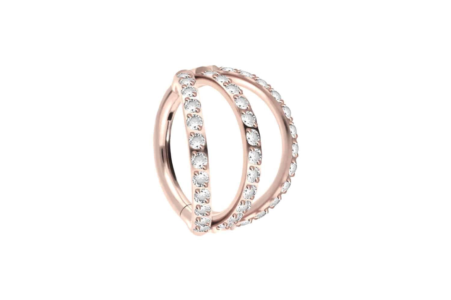Nasenpiercing Titan Segmentring Clicker 3 RINGE + EINGEFASSTE KRISTALLE Ohrpiercing