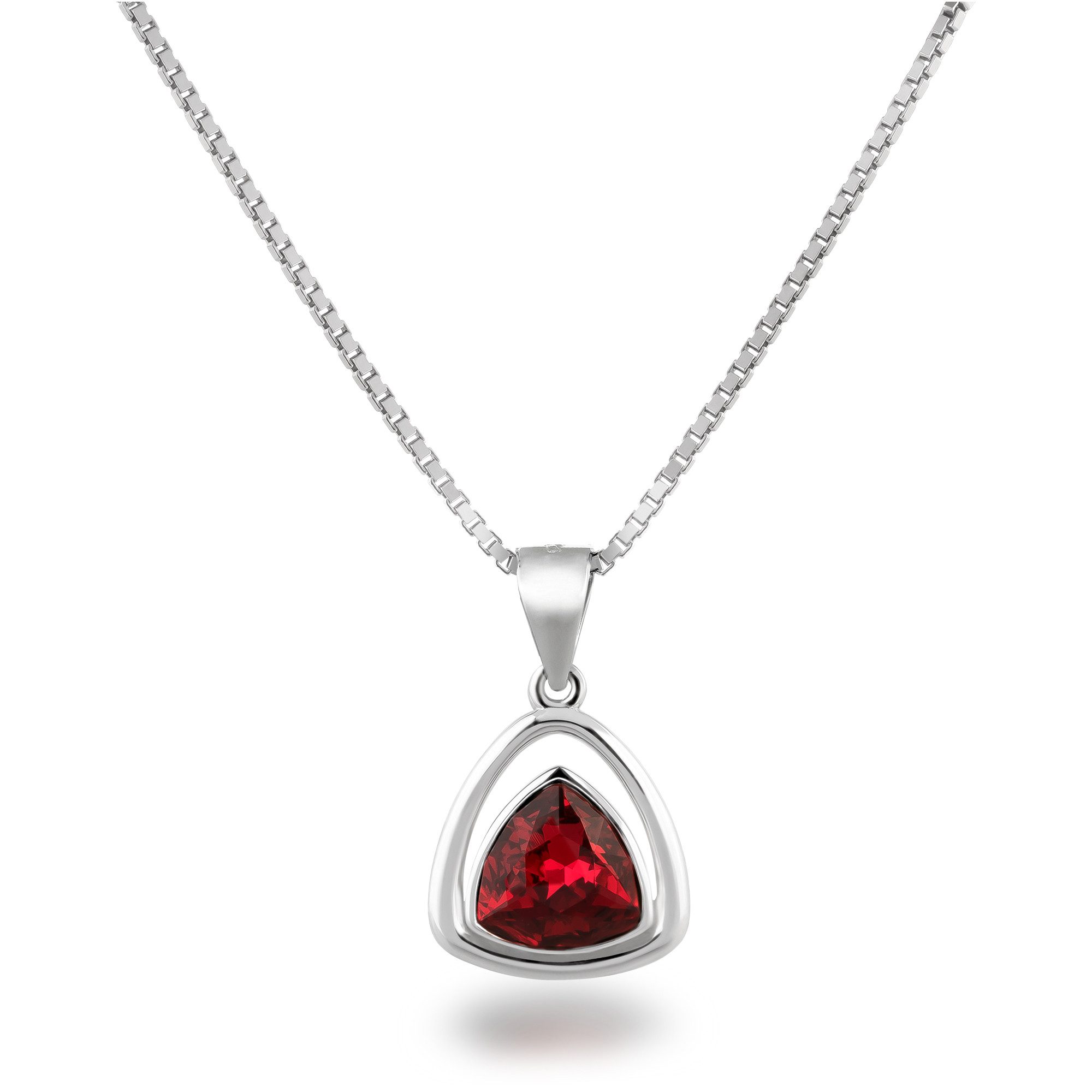 Schöner-SD Kette mit Anhänger Silberkette mit Anhänger Dreieck Kristall 925 Silber Rhodium, Anhängerkette mit Markenkristall dreieckig