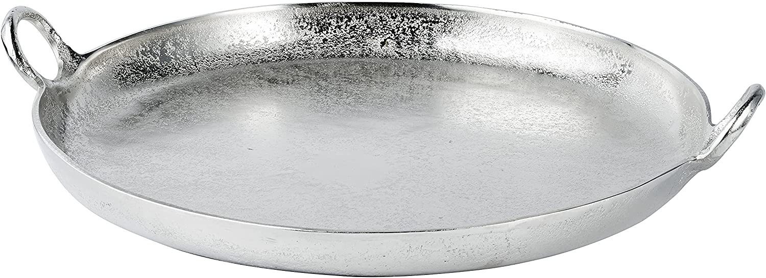 Dekotablett Tablett Aluminium Griffe Rund - Serviertablett aus Metall - 52 cm