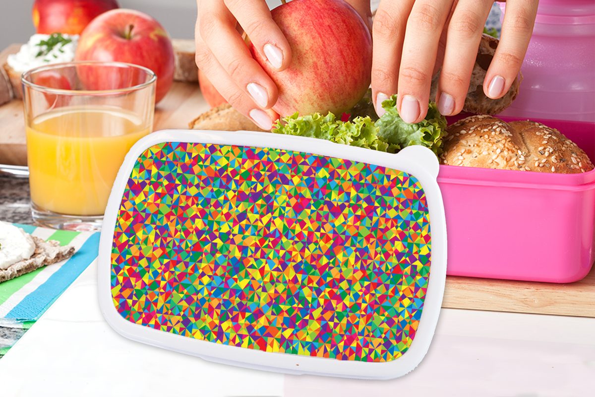 Kunststoff - Kunststoff, - Erwachsene, Lunchbox Brotbox Muster Regenbogen Abstrakt, (2-tlg), rosa MuchoWow - Farben Brotdose Kinder, für Snackbox, Mädchen,