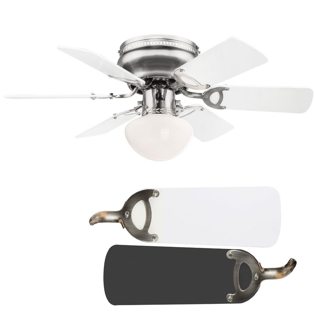 etc-shop Deckenventilator, LED Deckenventilator mit Zugschalter 3 Stufen Flügel wendbar 76 cm
