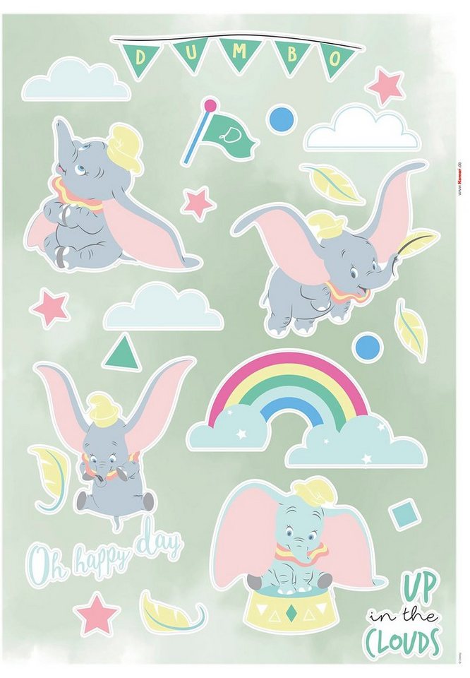 Komar Wandtattoo Dumbo Daydream (26 St), 50x70 cm (Breite x Höhe), selbstklebendes  Wandtattoo