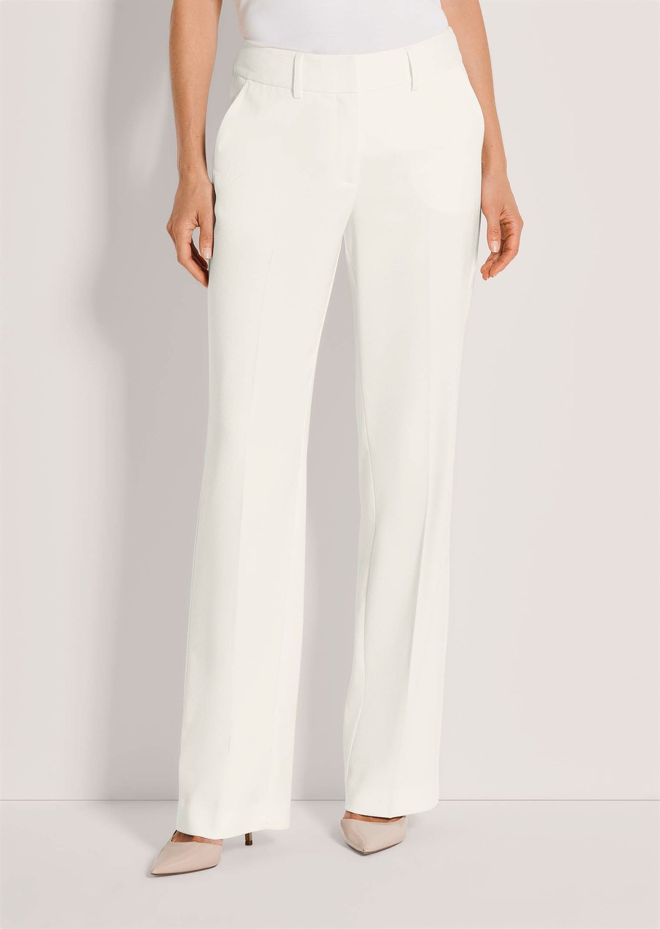 MADELEINE Stoffhose Elegante Bügelfaltenhose mit Struktur Jerseyhose mit Formbund, Hakenverschluss, Taschen und Knöchellänge