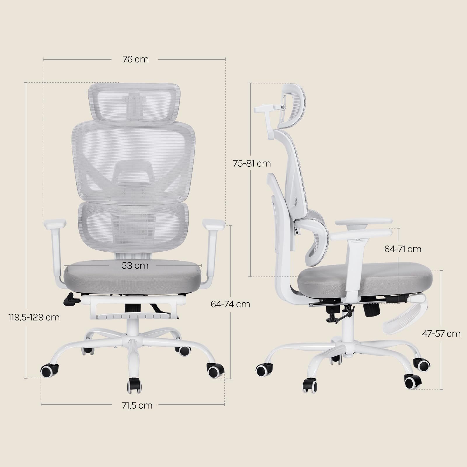 Woltu Bürostuhl, Schreibtischstuhl ergonomisch drehbar und höhenverstellbar