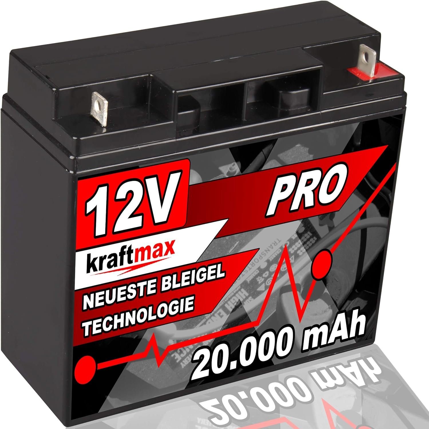 kraftmax Industrial Pro Bleiakku [ 12V / 20Ah ] AGM Hochleistungs- Blei Akku Свинцово-кислотные аккумуляторы (1 St)