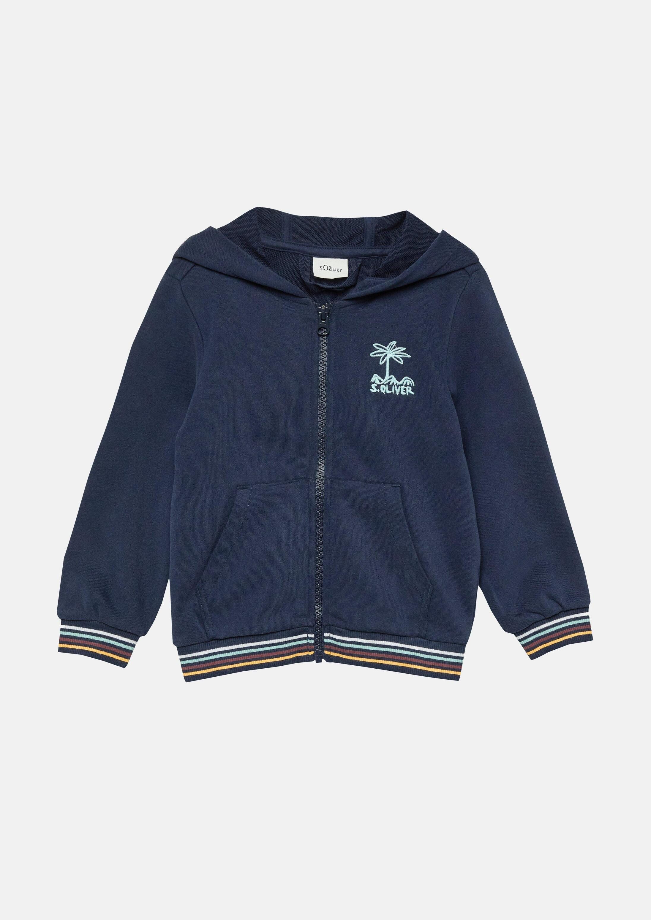 s.Oliver Sweatshirt Sweatshirt Jacke Sweatjacke mit Stickerei