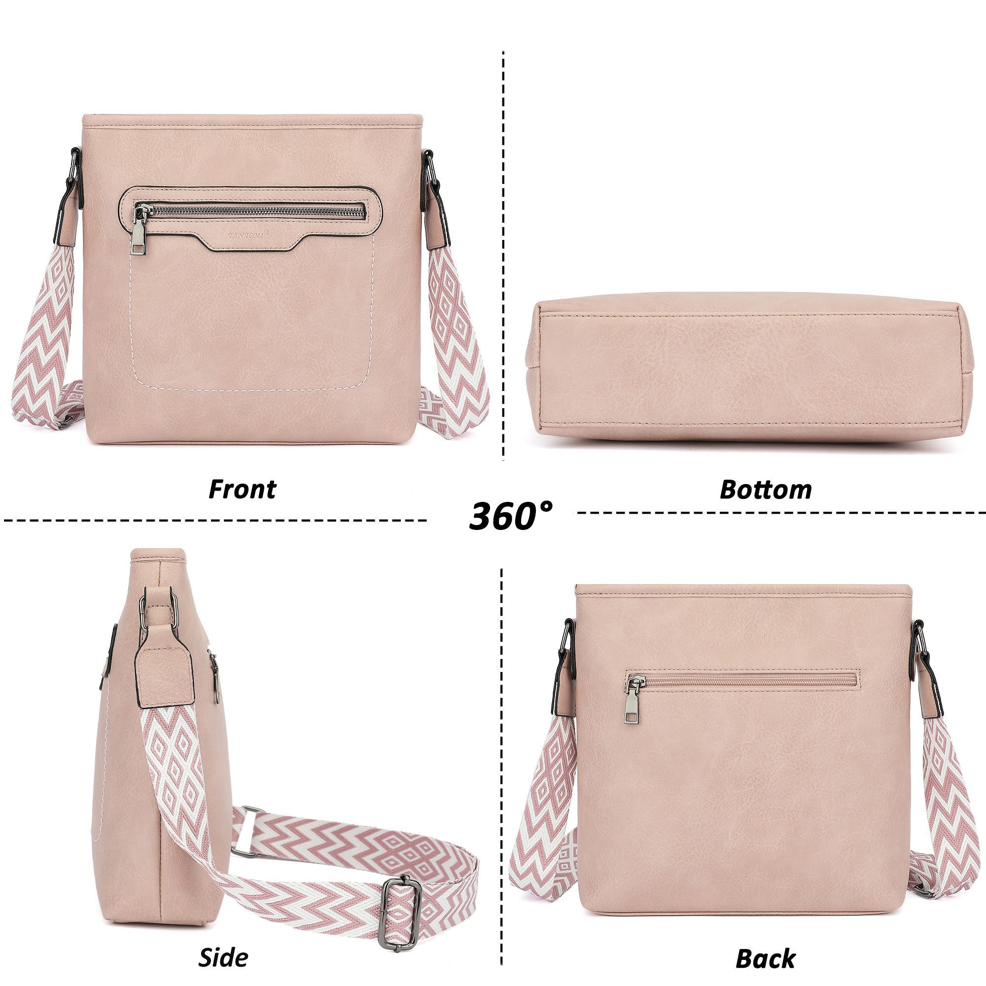 TAN.TOMI Umhängetasche Schultertasche für Damen Modische Henkeltasche Crossbody Bag, Multi-Taschen-Design, verstellbare Schultergurte, Gesäßtasche