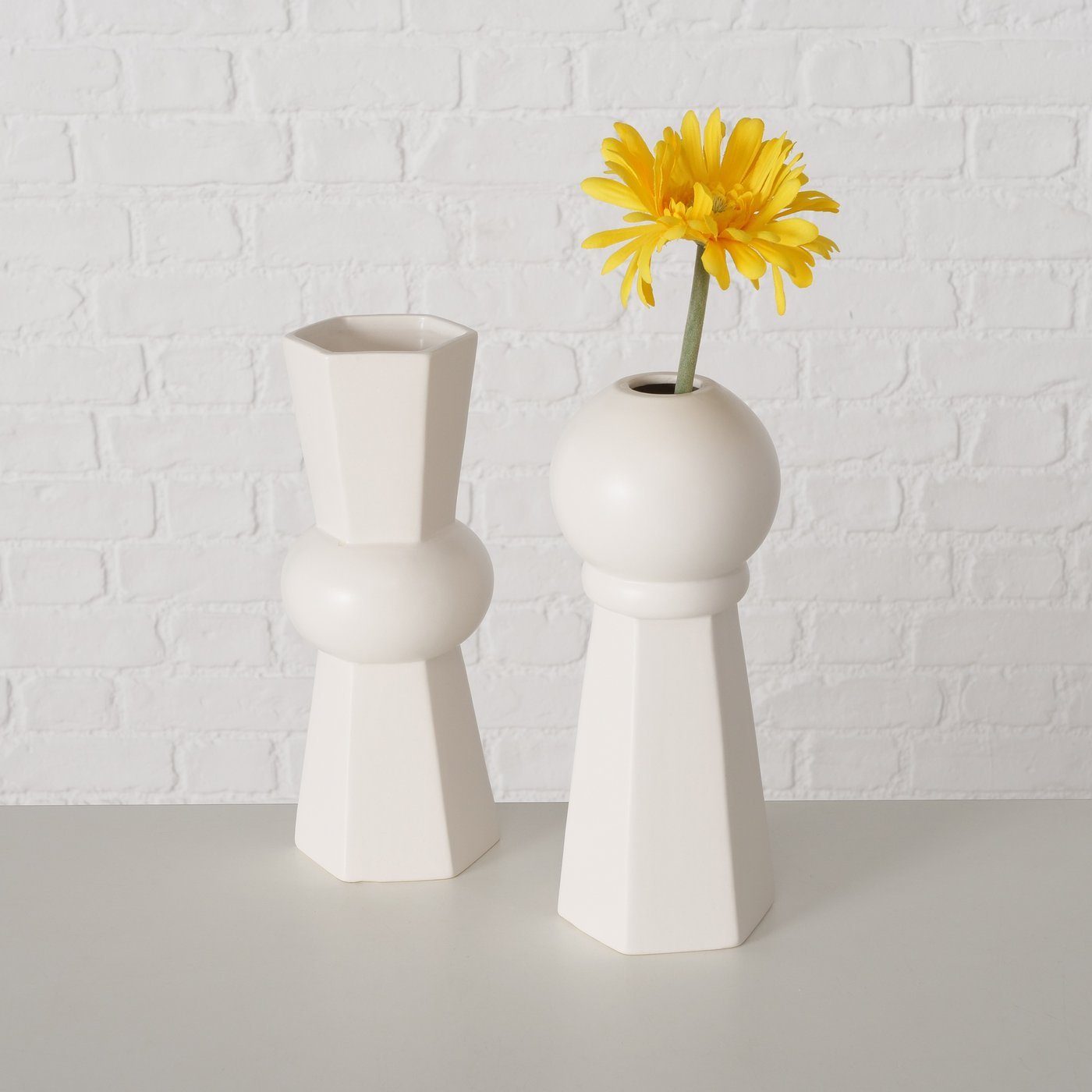 aus weiß BOLTZE Dekovase H25cm, 2er Set Vase "Jelischka" in Keramik