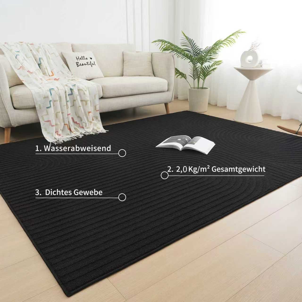 OTTO home Teppich Jola Hoch-Tief-Design, Scandi-Look, Zen, rechteckig, Höhe: 10 mm, Boho, Modern, 3D, Wohnzimmer, Schlafzimmer, wasserabweisend