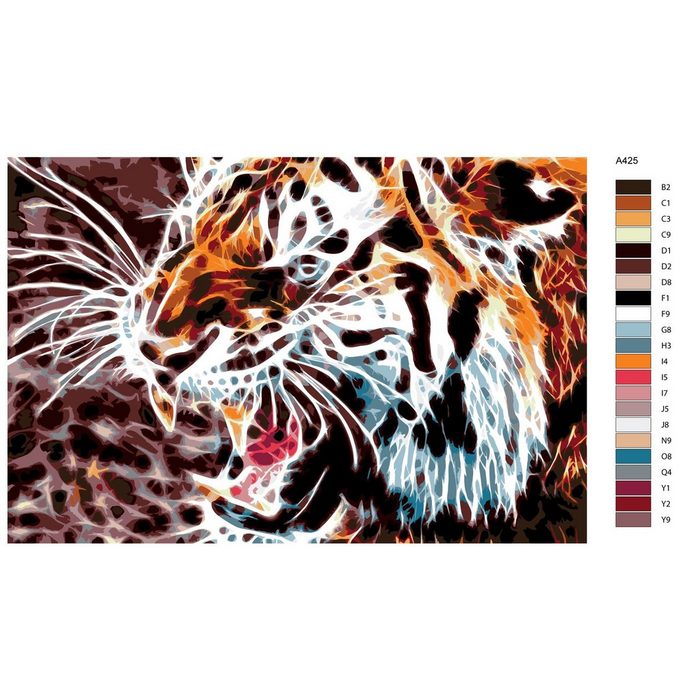 Marussia Kreativset Malen nach Zahlen "Tiger Aggressiv" 40x60cm A425 (embroidery kit)