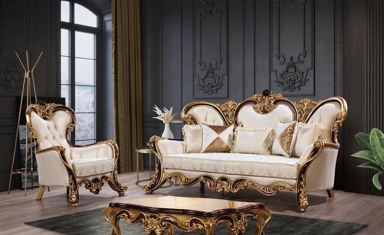 Luxus Wohnzimmer-Set JVmoebel Sitzer Sofa Set Design / 3+1 Wohnzimmer, Sofa Königliches Sitzer Klassischer Sessel) 3 (2-St.,
