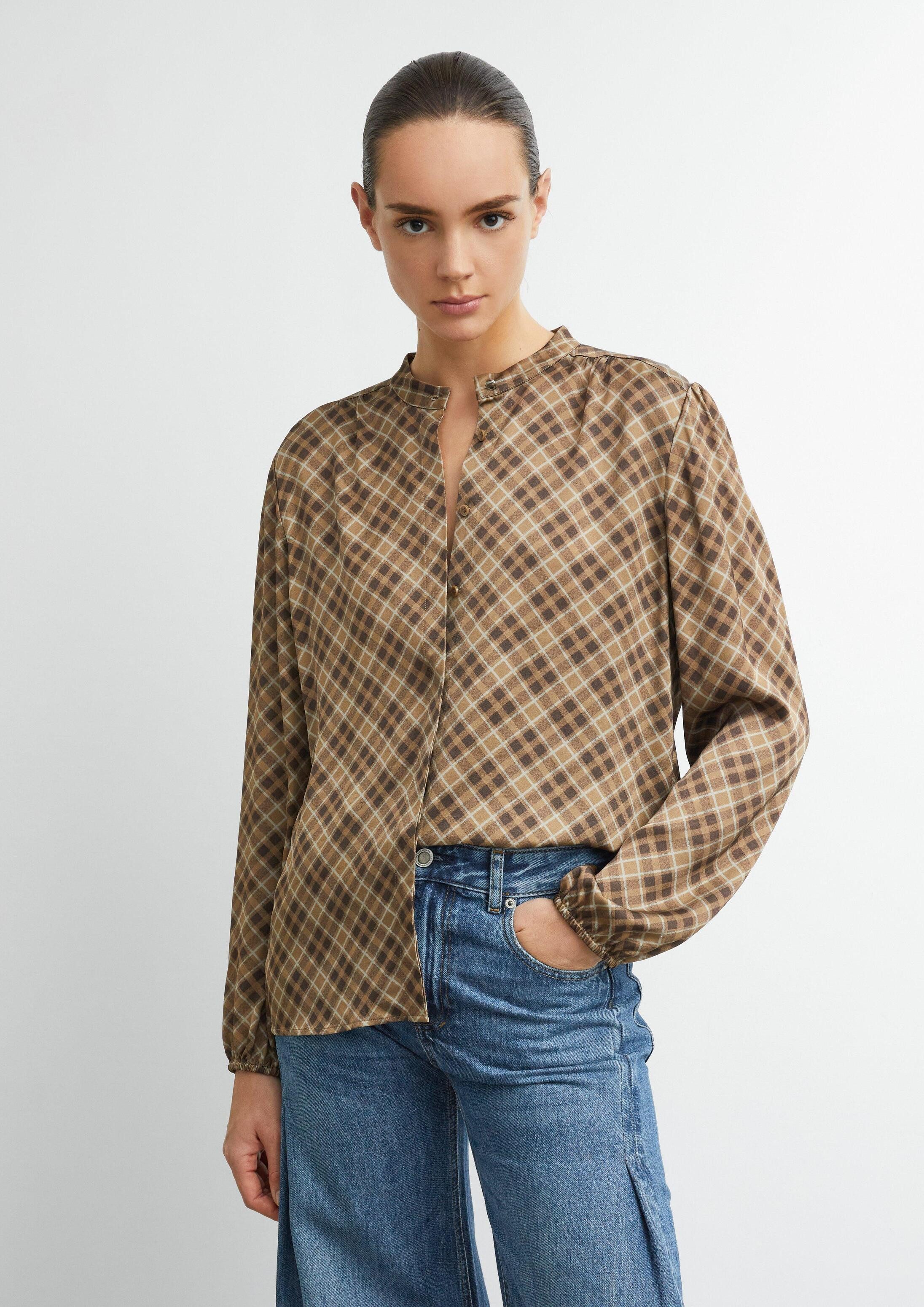 comma Langarmbluse Bluse Print-Bluse aus 100% Viskose