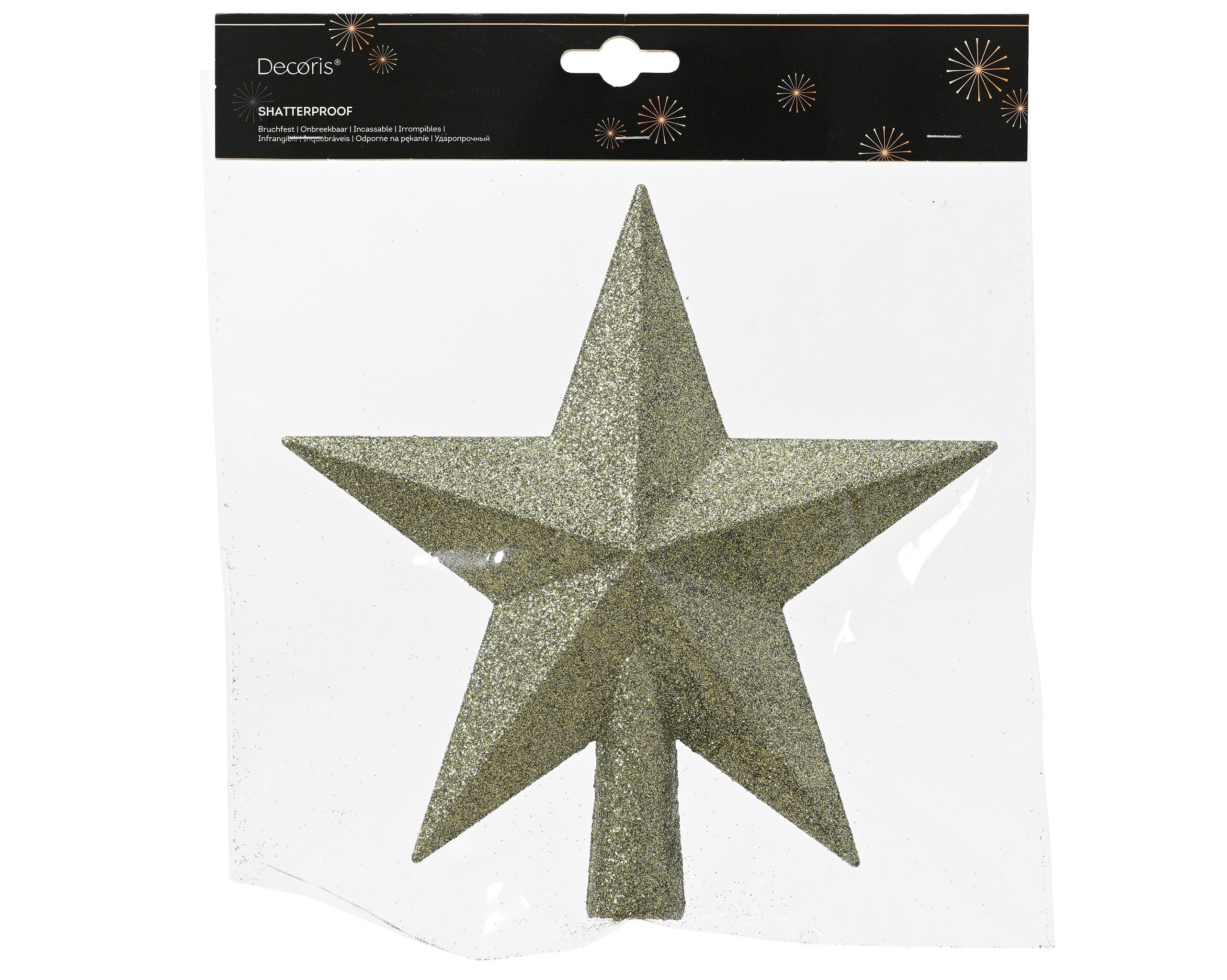 Kaemingk Christbaumspitze, Christbaumspitze Stern mit Glitzer 19cm Kunststoff - Rosmarin