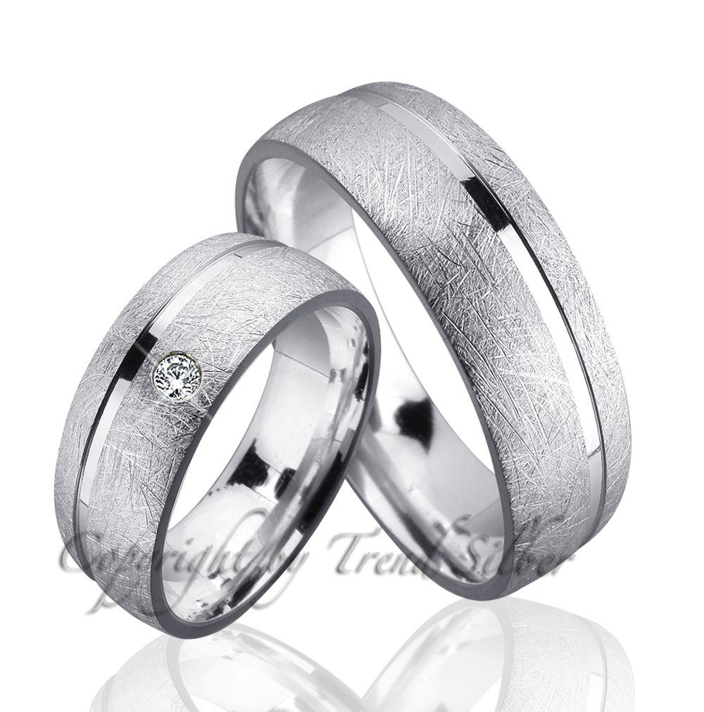 Trauringe123 Trauring Hochzeitsringe Verlobungsringe Trauringe Eheringe Partnerringe aus 925er Silber mit Stein, J91