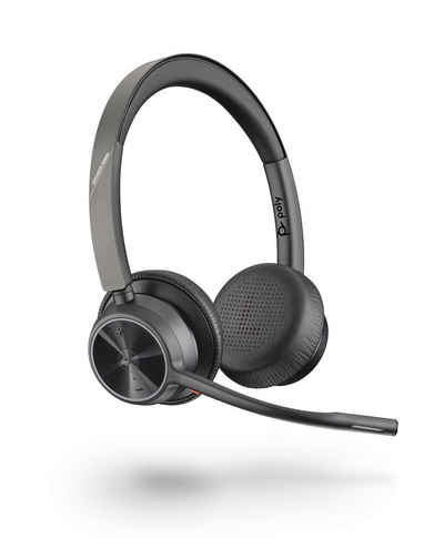 Poly Voyager 4320 UC Stereo USB-C Teams Wireless-Headset (Noise-Cancelling, Stummschaltung, Bluetooth, Stereo Bluetooth Kopfhörer, Noise Canceling)