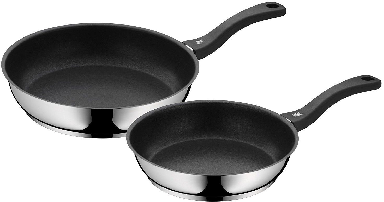 WMF Pfannen-Set Devil, Bratpfannen Induktion, robuste Antihaftversiegelung, Cromargan® Edelstahl Rostfrei 18/10 (Set, 2-tlg., 2x Pfannen Ø 24/28 cm), TransTherm®-Allherdboden, für alle Herdarten geeignet, Bakelitgriff