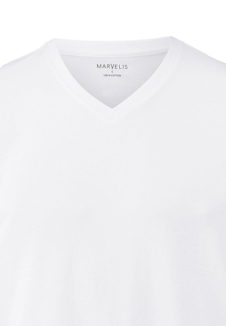 - - weiß V-Ausschnitt V-Shirt MARVELIS T-Shirt (2-tlg) Doppelpack