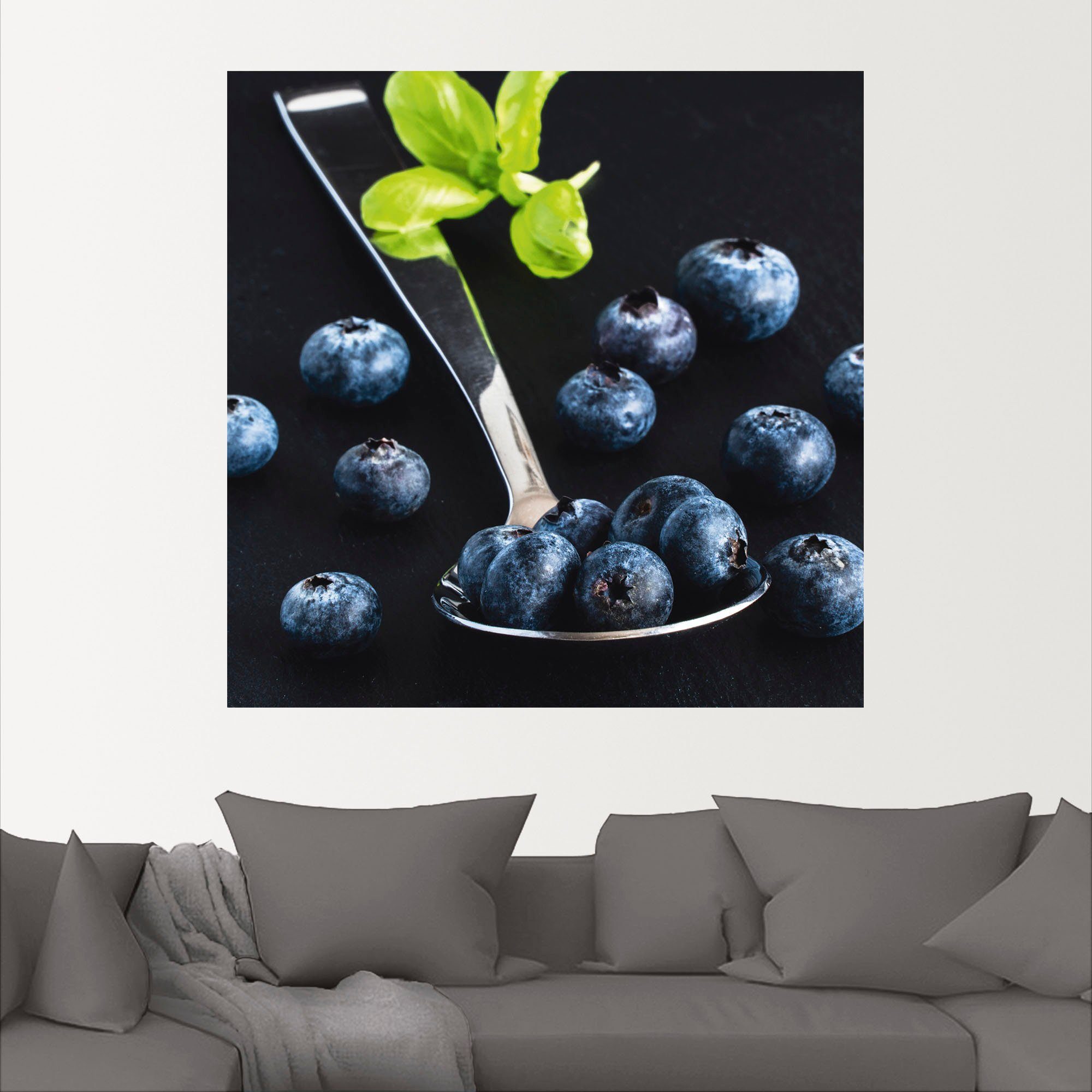 Artland Wandbild Heidelbeeren, St), in Wandaufkleber gesund Poster Obst als Leinwandbild, und oder lecker, Bilder versch. (1 Größen Alubild