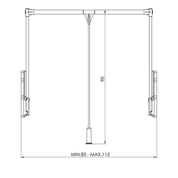 SO-TECH® Kleiderstange Kleiderlift mit Teleskop-Breitenverstellung 850 - 1150 mm, Tragkraft 15 kg