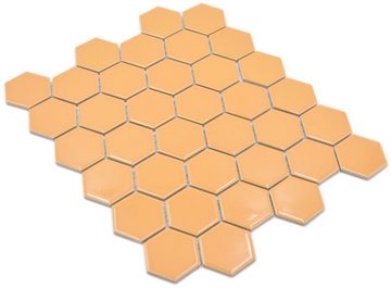 Mosani Mosaikfliesen Hexagonale Sechseck Mosaik Fliese Keramik ocker orange