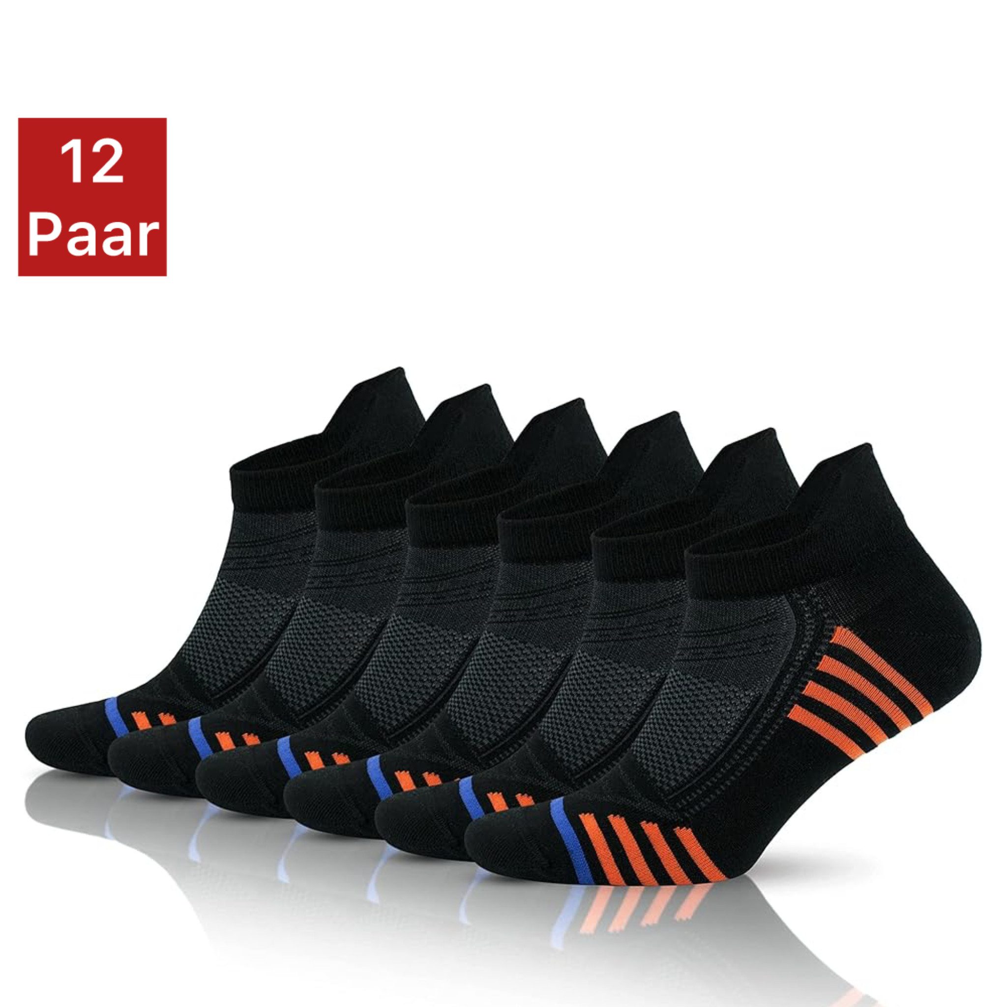NERS Sportsocken 6 Paar aus Bambus für Damen & Herren gegen Schweißfüße mit Komfortbund (12-Paar, 12 Paar) ohne drückende Naht, Atmungsaktiv, Bequem