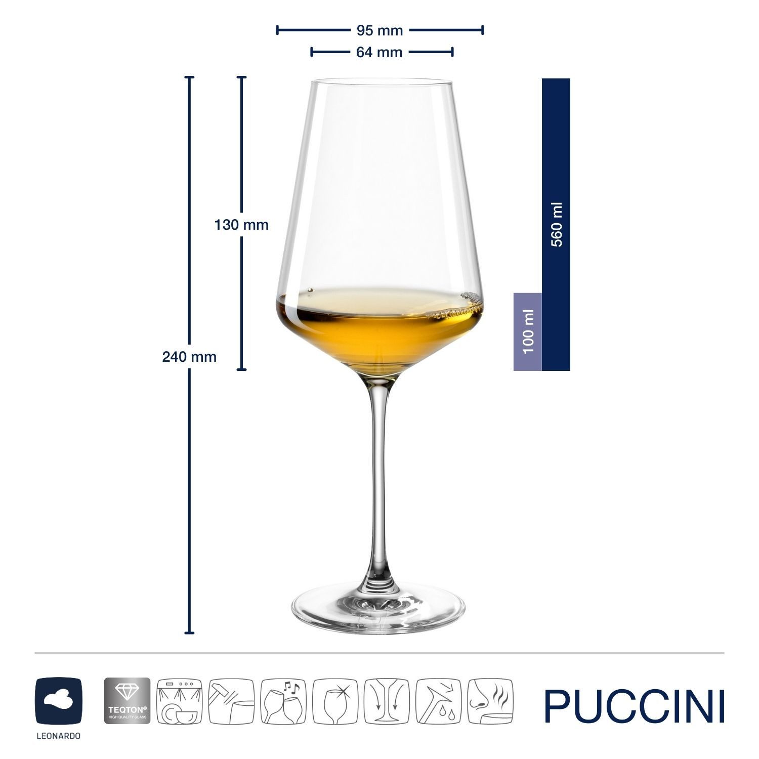 LEONARDO Weißweinglas PUCCINI (6er Set) inkl. Poliertuch, Kratzfeste Weingläser 560 ml, langlebig und zeitlos – Bild 2 von 5