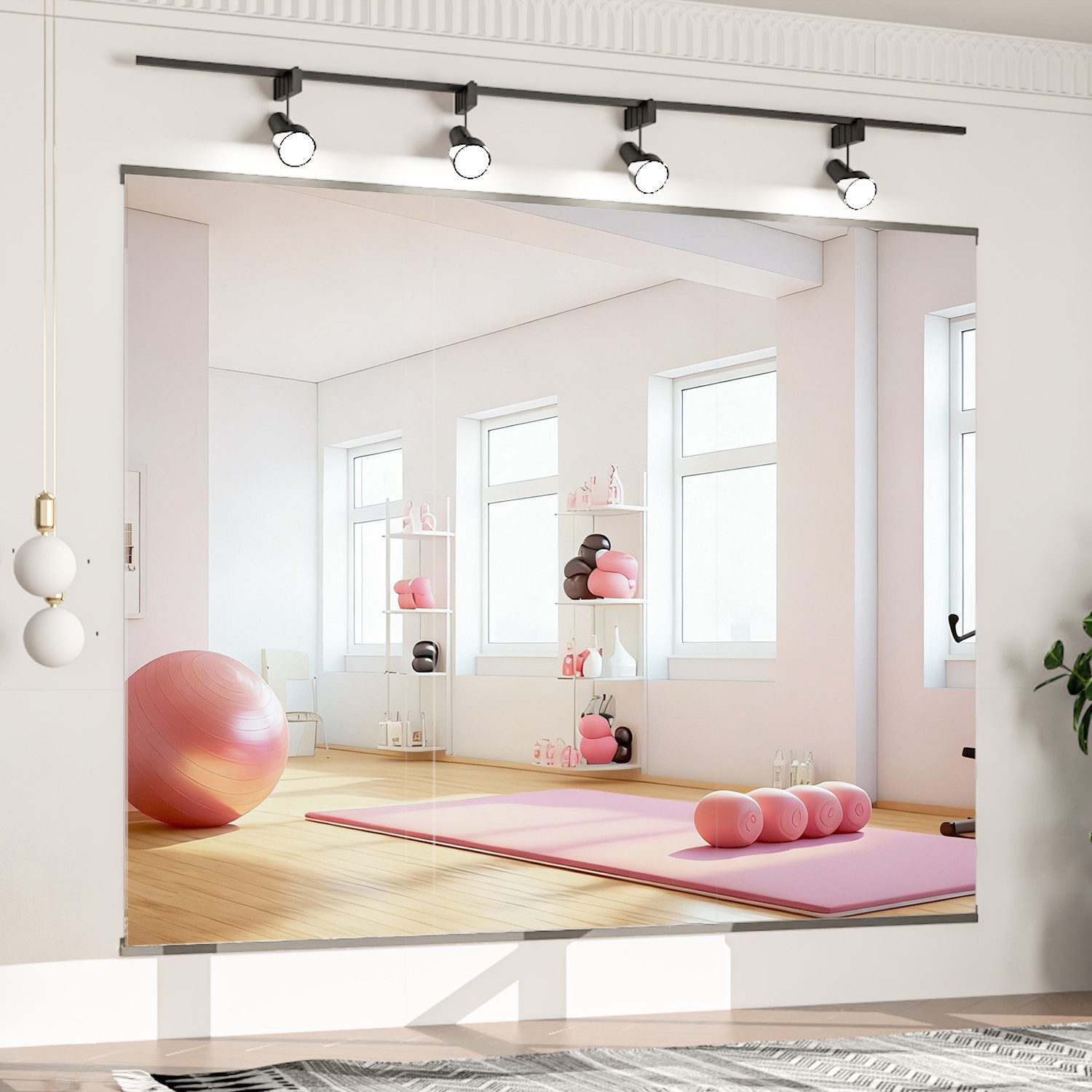 Elemango Ganzkörperspiegel Home Gym Spiegel, 143*60-2PCS Vollkörperspiegel für Yoga, Tanzraum, Yoga Spiegel, Gehärztes Glas, ohne Rahmen, Garage Fitness