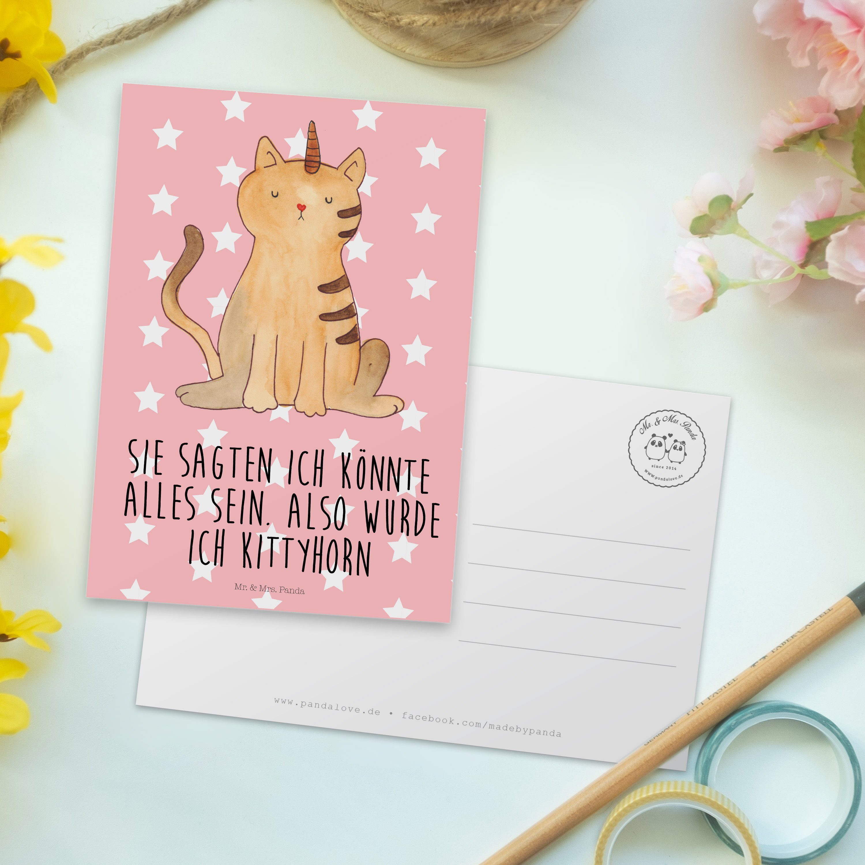 Unicorn, Mr. Katze - Rot Einladung, - Geschenk, Karte, Mrs. Pastell Ge Einhorn Panda Postkarte &