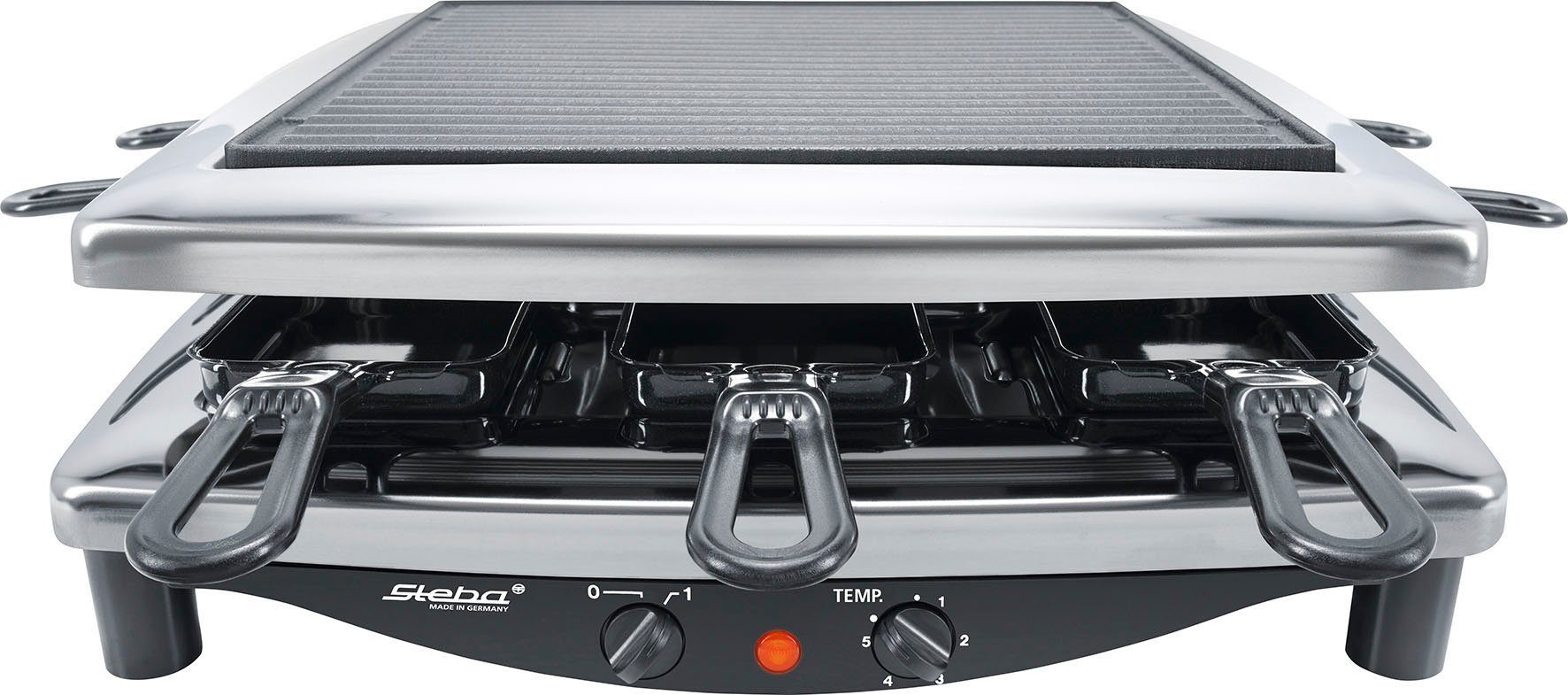 Steba Raclette plus Raclettepfännchen, 8 W 1450 3 RC chrom