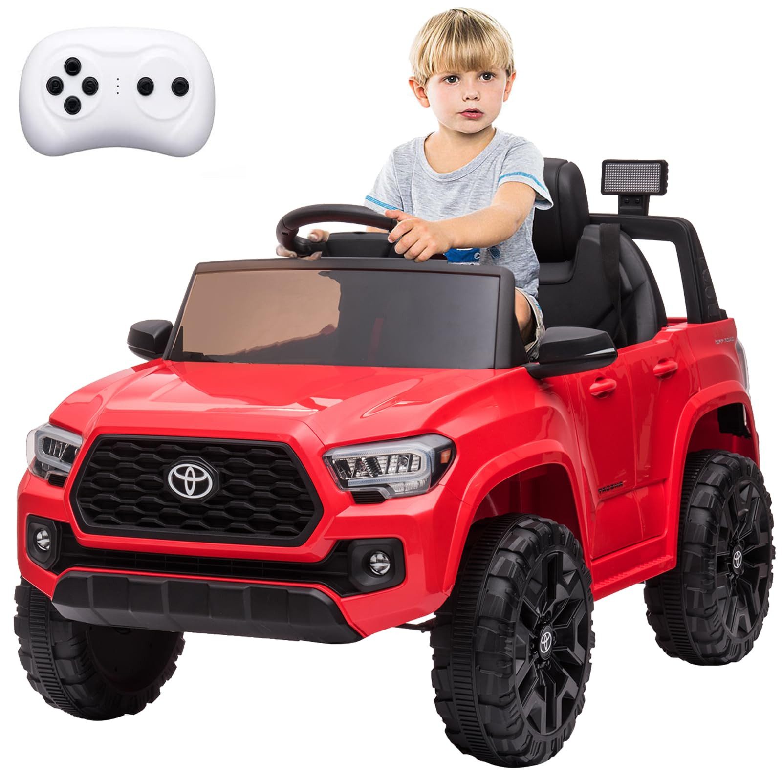 GarveeMore Elektro-Kinderauto 12V Elektro-Kinderauto für Kinder von 3-8 Jahren, 2 Fahrmodi,3,5 km/h, Belastbarkeit 30 kg, (1-tlg), 4 stoßdämpfende Räder, Sicherheitsgurt, LED-Scheinwerfer, Musik & Hupe