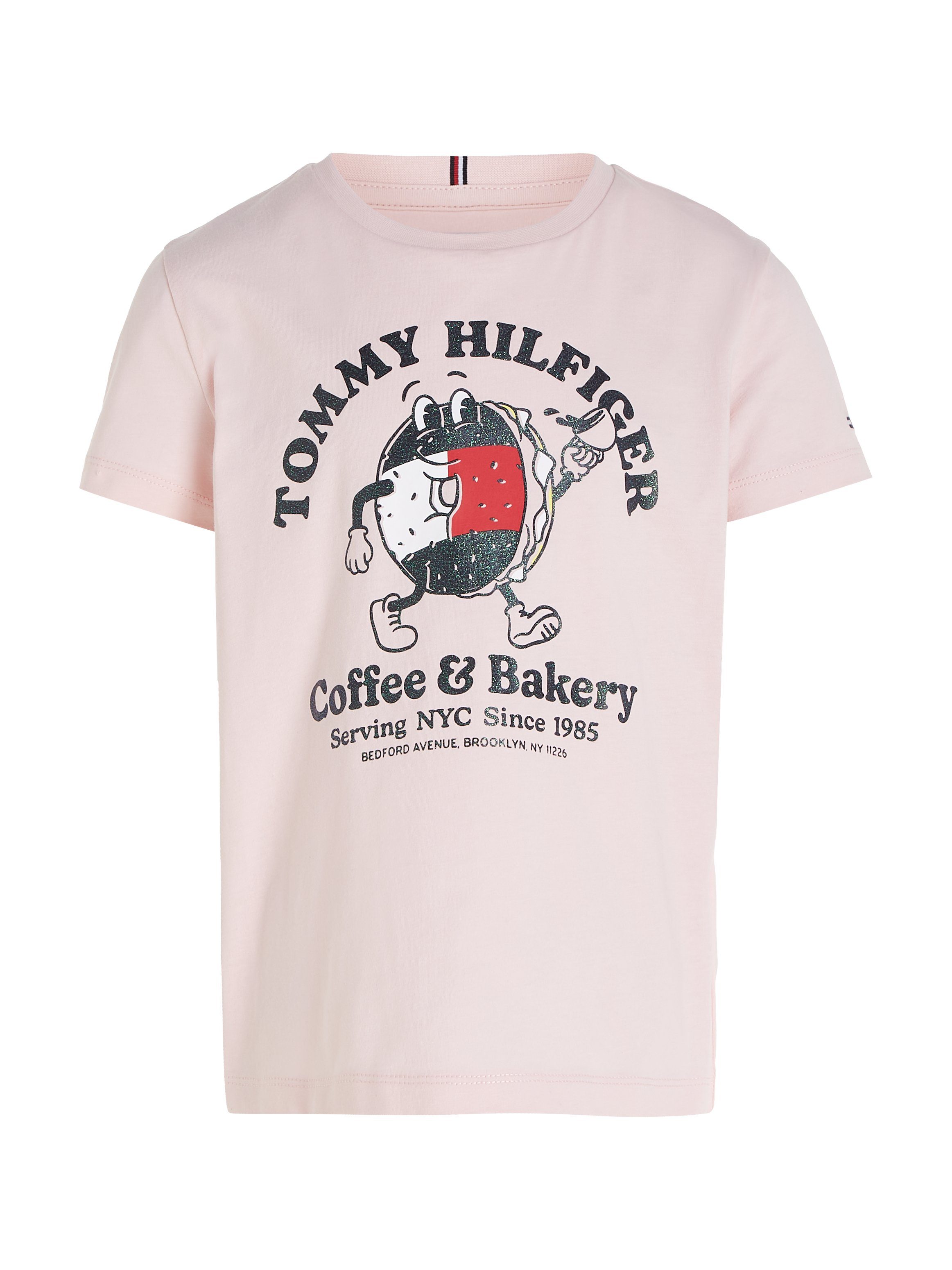 Druck S/S T-Shirt TOMMY Tommy Whimsy BAGELS TEE großem mit Hilfiger Pink