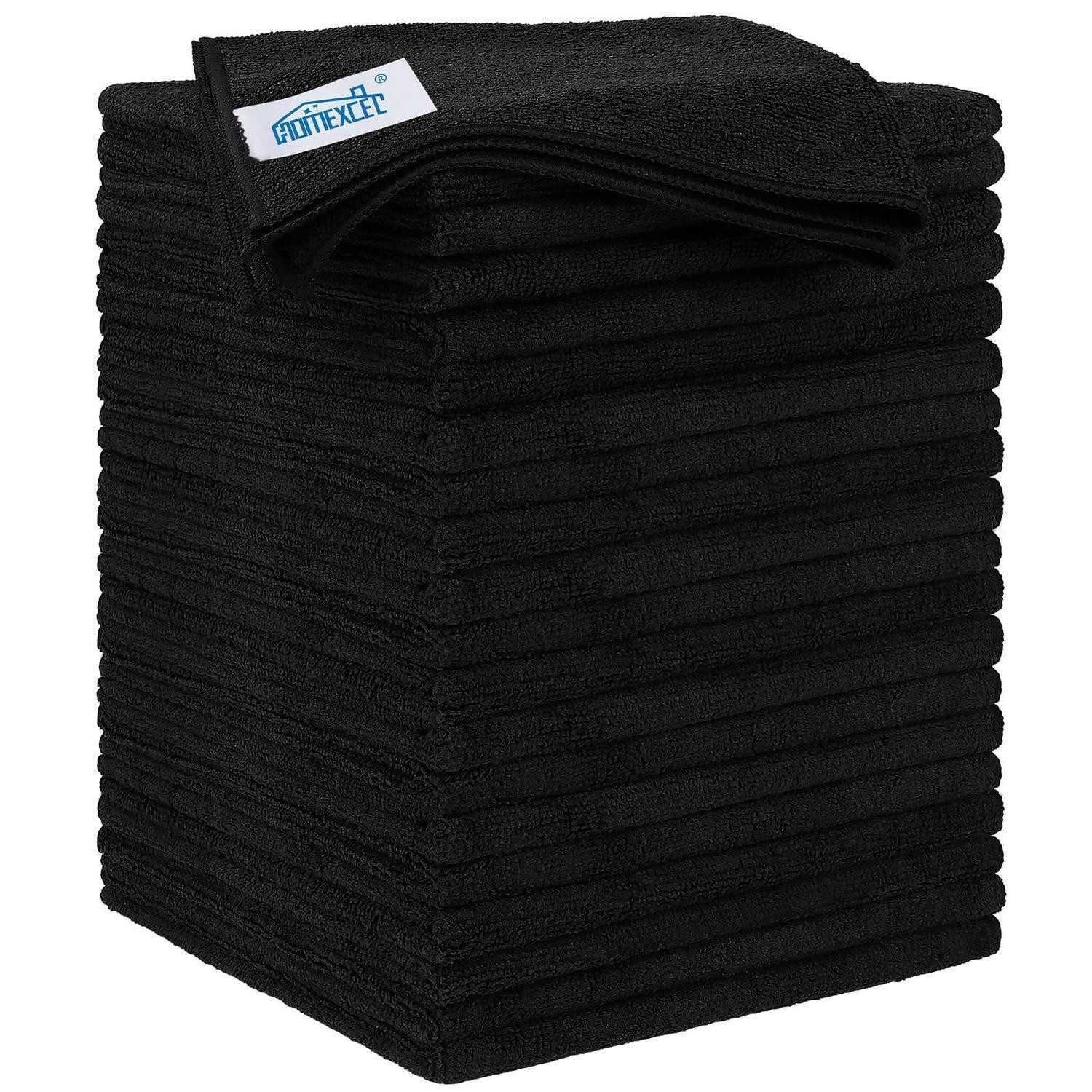 LuxusKollektion Mikrofasertücher 20er Waschbar Fusselfrei Küchen Schwarz 30 cm x 30 cm Mikrofasertuch