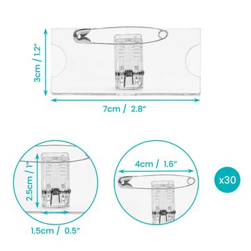 Belle Vous Schlüsselanhänger Namensschilder für Kleidung - 30 Stk - Transparent - Wasserfest (1-tlg)