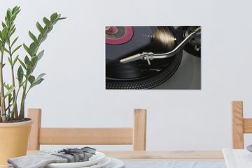 OneMillionCanvasses® Leinwandbild Plattenspieler mit Schallplatte, (1 St), Wandbild Leinwandbilder, Aufhängefertig, Wanddeko, 30x20 cm
