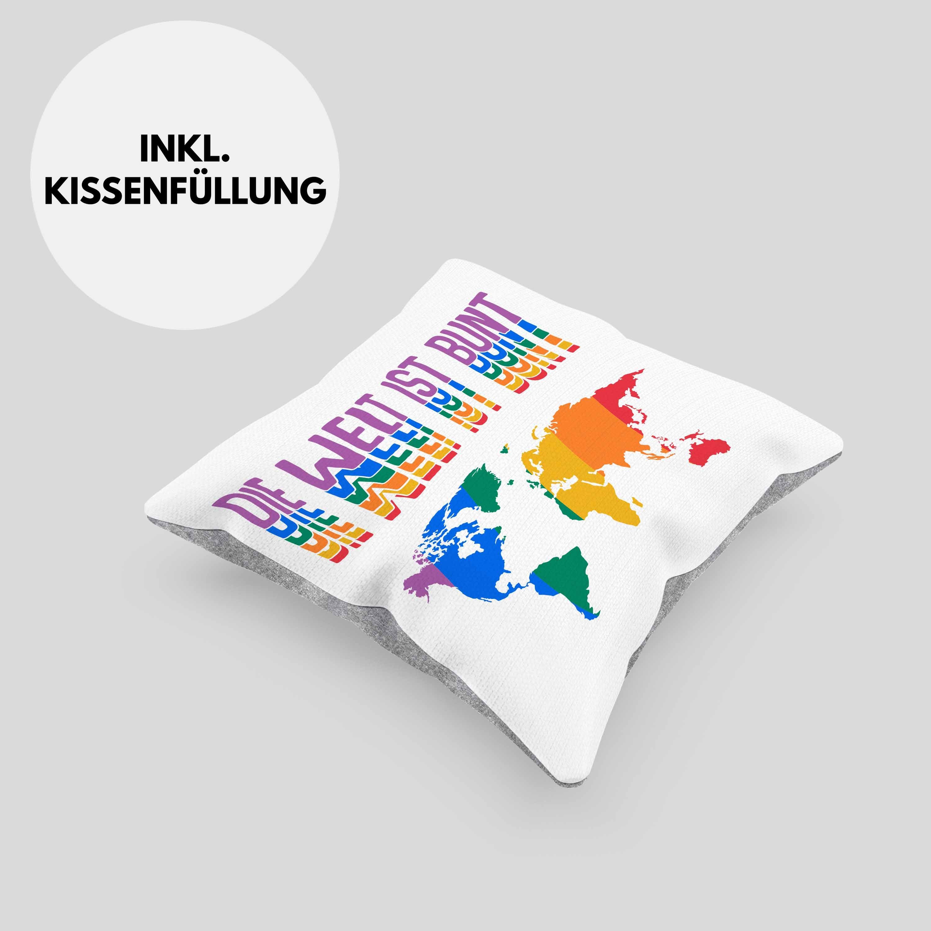 mit Lesben 40x40 Transgender Trendation Lustige für Trendation Kissen Dekokissen Geschenk Bunt Die Schwule Füllung - LGBT Dekokissen Regenbogen Regenbogen Welt Ist Grafik Grau