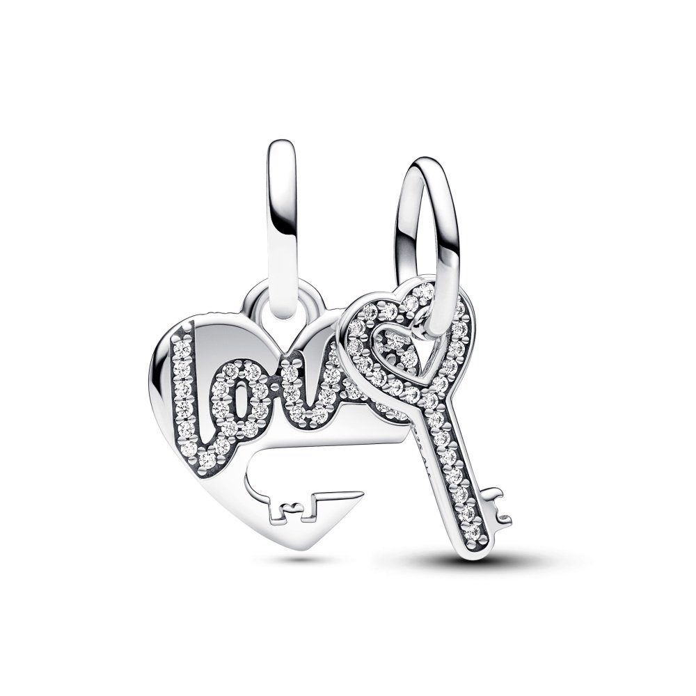 Charm-Einhänger Pandora teilbarer Charm-Anhänger Herz und Schlüssel 793081C01